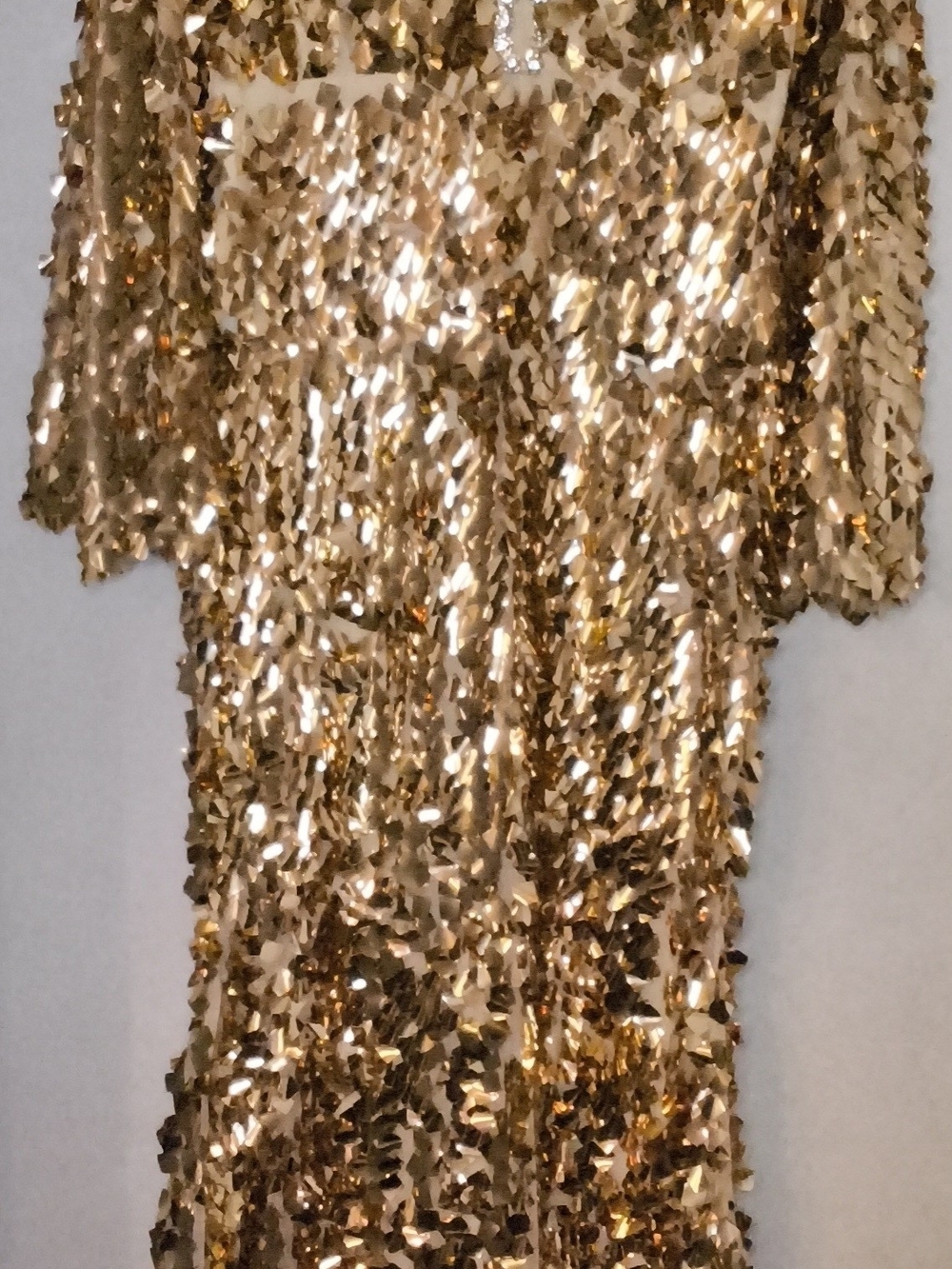 Gold Sequin Evening Dress - Women's Glam Party Gown